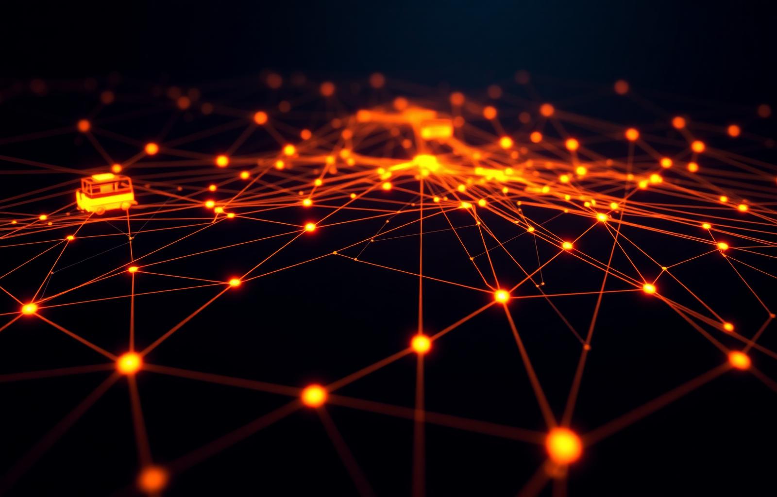 Glowing supply-chain reasoning graph for the CognitoFlow Engine